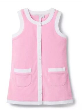 Janie & Jack Baby Girl Swim Swimsuit Terry Pink Button Cover Up Dress 3T White